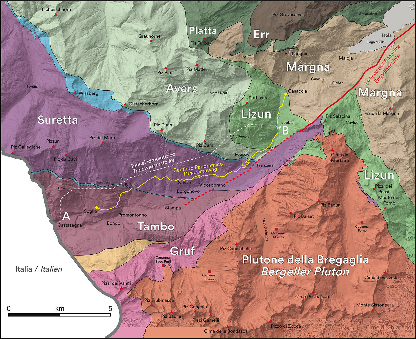 Mappa geologica della Bregaglia